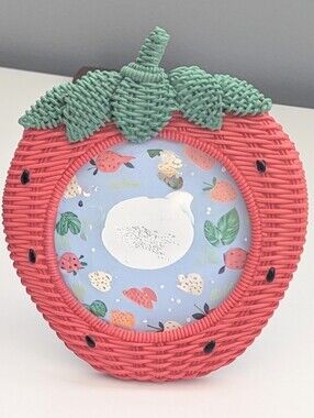 NWOT Strawberry-Shaped Red & Green Picture Frame - 4" x 4" Picture Space